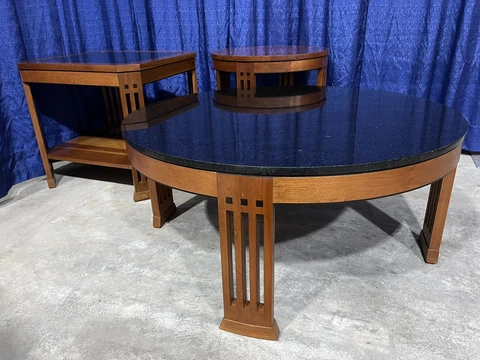 Beautiful Stickley Mission / Arts & Crafts 42” Coffee Table w/ Granite Top NICE! Cover