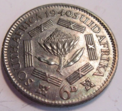 KING GEORGE VI 6d SIXPENCE 1940 .500 SILVER COIN AUNC NICE TONE IN CLEAR FLIP - Image 1 of 4