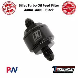 Turbosmart Billet Aluminium Turbo Oil Feed Filter 44um -4AN Black #TS-0804-1002 - Picture 1 of 9