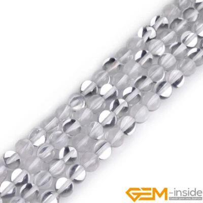 Cuentas redondas para hacer joyas de cristal AA holográficas de cuarzo transparente blanco Mystic Aura Foto 1 de 4