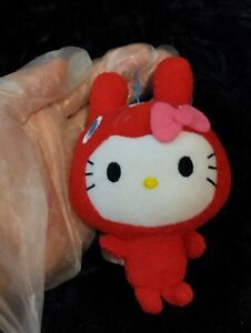 Hello​ Kitty Red RUDY 4" Plush Doll Keychain Pre-owned Excellent Cond.