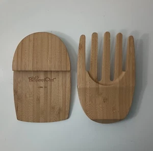 Pampered Chef Bamboo Wood Salad Claws Hands Tongs #2288 - Picture 1 of 4
