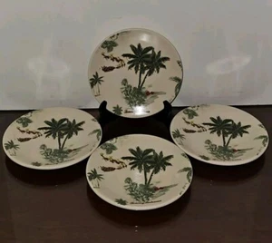 Tommy Bahama 4pc Christmas Santa Ceramic Appetizer Snack Dessert Plate Set-EUC! - Picture 1 of 11
