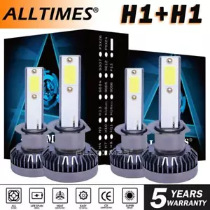 Combo H1+H1 LED Headlight 6000K White High/Low Beam 220W 480000LM Mini Fog Bulbs - Picture 1 of 12