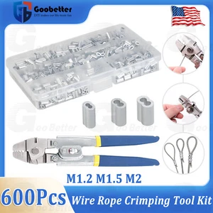 Wire Rope Crimping Swaging Tool Kit for Wire Cable Crimps Aluminum Double Barrel - Picture 1 of 10