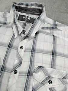 BKE Men's XL Shirt Pearl Snap Button Up Western Plaid Gray Green Long Sleeve - Picture 1 of 10