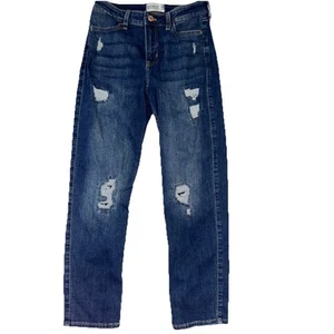 Abercrombie Kids Girls' High-rise Mini Mom Distressed Medium Blue Jeans 13/14 - Picture 1 of 8