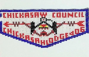 Chickasah Lodge 406 Chickasaw TN Pinky Stiewig 1992 Beaded Flap BLU Bdr (PK1103) - Picture 1 of 2