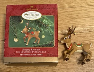 Hallmark Keepsake 2000 Ringing Reindeer Collectors Club Christmas Ornament 3" - Picture 1 of 5