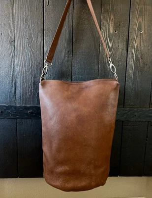 Bolso de Hombro Hobo Lg Cuero Guijarro Genuino Vintage Calvin Klein - Coñac #A19 Foto 1 de 4