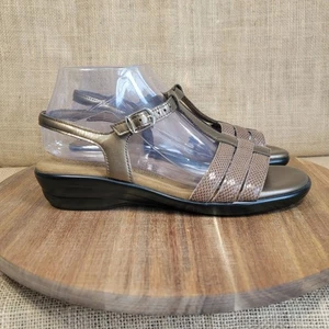 SAS Womens Capri T Strap Sandals Bronze Metallic Adjustable Strap Size 8.5 N - Picture 1 of 10