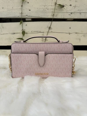 Bandolera Michael Kors JS Artículo Mediana Doble Cremallera Teléfono - Rubor Polvo Ligero Foto 1 de 4