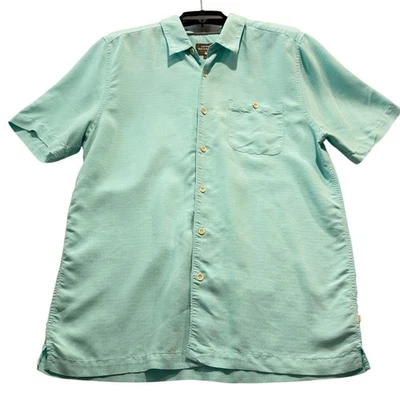 Quiksilver Mens Large Tailor Fit Button Down Shirt Short Sleeve Mint Green L - Image 1 of 4