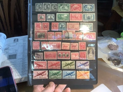 Old  US Postage Stamps 1920s-1930s etc  mostly “RED"  Used, MNH/MH   Lot of  43 - Image 1 of 4