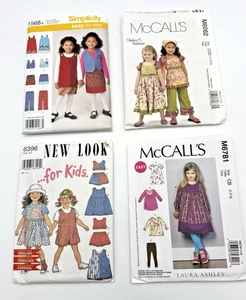 UNCUT Sewing Pattern Lot (4) Children's Toddler Dress Vest Pants Romper Sz 1-8 - Picture 1 of 9