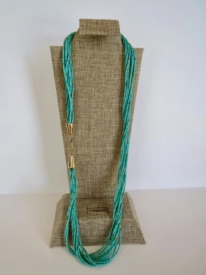 14K Yellow Gold Multi-strand Cascade Twist Natural TURQUOISE NECKLACE 23.75" L - Image 1 of 4