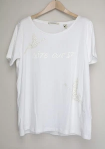 MAISON SCOTCH Maglietta Donna L Bianca Cotone Logo Manica Corta Pullover - Foto 1 di 17