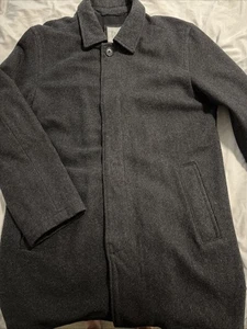 Gap Men’s Car Coat Large Charcoal Top Coat Wool - Picture 1 of 3
