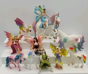 LOT of SCHLEICH Bayala FAIRIES & UNICORNS Mares Foals Fairy Elf Winged Glitter - Picture 1 of 16