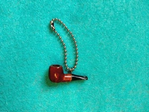 Vintage ☆ 1 1/2" Miniature Briar Smoking Pipe Keychain ☆ Italy - Picture 1 of 12