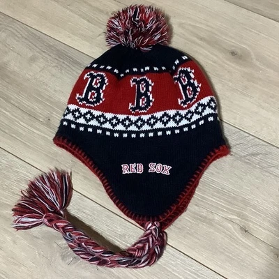 Boston Red Sox Winter Chullo Hat Beanie Tassels Ear Flaps MLB Baseball 47 Twins - Image 1 of 4