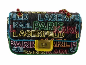 KARL LAGERFELD  Paris Neon Agyness Shoulder Crossbody/Shoulder Purse Handbag EUC - Picture 1 of 9