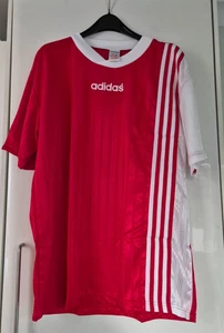 BNWT 1990s vintage size L 42-44" adidas soccer t-shirt red and white - Picture 1 of 5