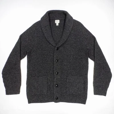 Suéter Cárdigan Tejido Cuello Chal Gris Mezcla Lana Merino Resistente J.Crew L Grande Foto 1 de 4