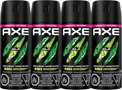4 bottles Axe KILO Deodorant Body Spray 4oz Mandarin & Sandalwood - image 1 of 4