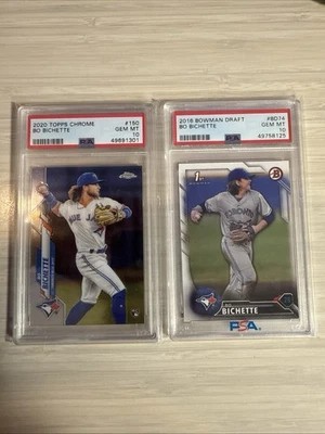 2016 1st Bowman & 2020 Topps Chrome Bo Bichette PSA 10 - Image 1 of 2