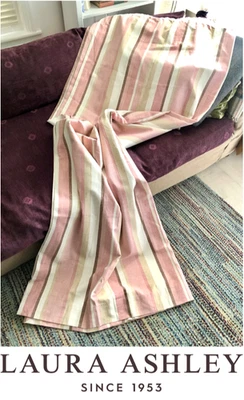 Laura Ashley RASPBERRY Toldo Rayas ROSA BEIGE Cortinas 65"W 90"D Par En muy buena condición Foto 1 de 4