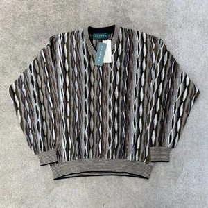 VTG NWT Tundra Canada Textured V-Neck Pullover Sweater 90s Y2K Mens Medium Cosby - Picture 1 of 5