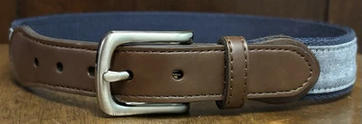 Мальчики джинсовой ткани ленты холст ремень Sz 22 1-1/8» шириной искусственной кожи концы VGUC - Изображение 1 из 4