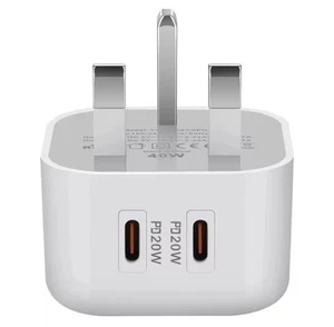 40W Dual USBC Type c PD Wall Charger Fast Quick Charging Power Adapters 2 Cables - Picture 1 of 5