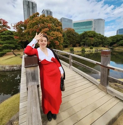 Red and White 1930's Reproduction Dress - Image 1 of 4