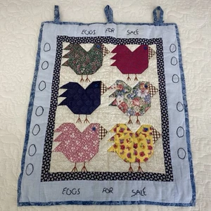 Handmade Patchwork Mini Wall Quilt Eggs For Sale Chickens Hen Chooks 60cm x 45cm - Picture 1 of 13