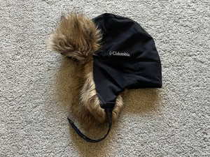 COLOMBIA ADVENTURE HIKING TRAPPER Faux Fur HAT BLACK Unisex SMALL Omni-Heat - Picture 1 of 6