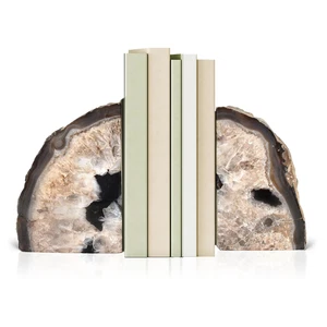 Bookends, Agate Bookends, Handcrafted Brazilian Stone Bookends for Unique and Cr - Picture 1 of 12