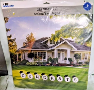 "Congrats" Graduation Staked Yard Signs 8 Pieces Brand New - Picture 1 of 2