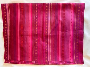 Pink Striped Hindu Inspired Fabric Unmarked 1.75 yards with Metallic Threads - Picture 1 of 4