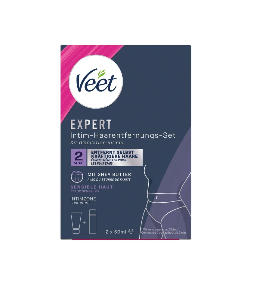 Veet EXPERT Intim-Haarentfernungs-Set Intim-Haarentfernungscreme + Multi-Benefit