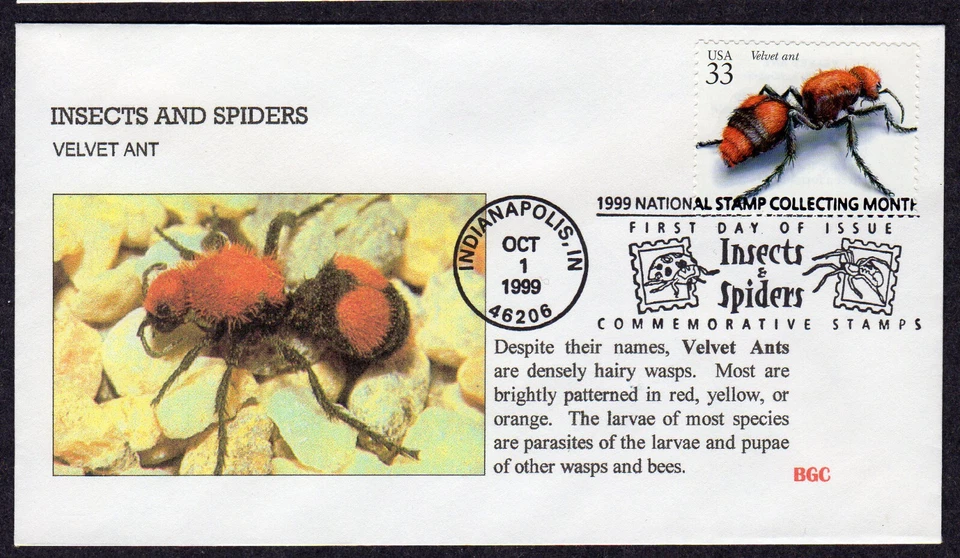 1999 Insects & Spiders VELVET ANT (Scott 3351i) - BGC FDC NP512 - Image 1 of 1