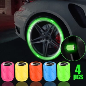 4Pcs Car Tire Caps Glow in The Dark Tire Valve Caps Glowing Tire Valve Stem Caps - Picture 1 of 22