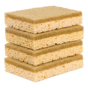 Sponge Scourers Biodegradable Zero Plastic Sisal & Wood Pulp 8 x 6cm 4 Pack - Picture 1 of 9