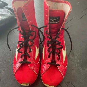 Mizuno Boxing Shoes Red Gold High Cut US7.5 25.5 cm Used JAPAN - Picture 1 of 5