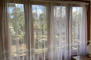 122cm drop Textured IVORY Sheer Curtain Buy per metre - Rod pocket -Kerry - Picture 1 of 10