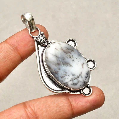 Ciondolo gioiello fatto a mano in argento sterling 925 con pietra preziosa op... - Immagine 1 di 4