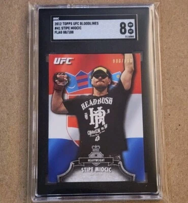 2012 Topps UFC Stipe Miocic RC /188 Flag SGC 8 Rookie Bloodlines Pop 1 - Image 1 of 4
