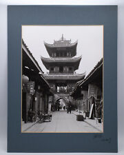 LARGE Chinese Vintage Black and White Photograph Huaguang Tower Mounted SIGNED