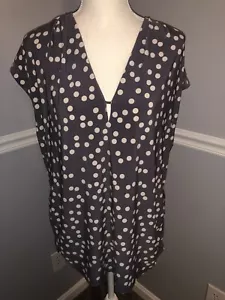 NWT Anne Klein Top Womens Size XL Polka Dot Dolman Sleeve Key Hole Neck Ruched - Picture 1 of 8